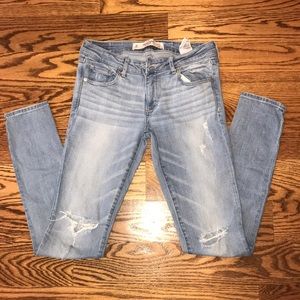 Abercrombie & Fitch light wash jeans.